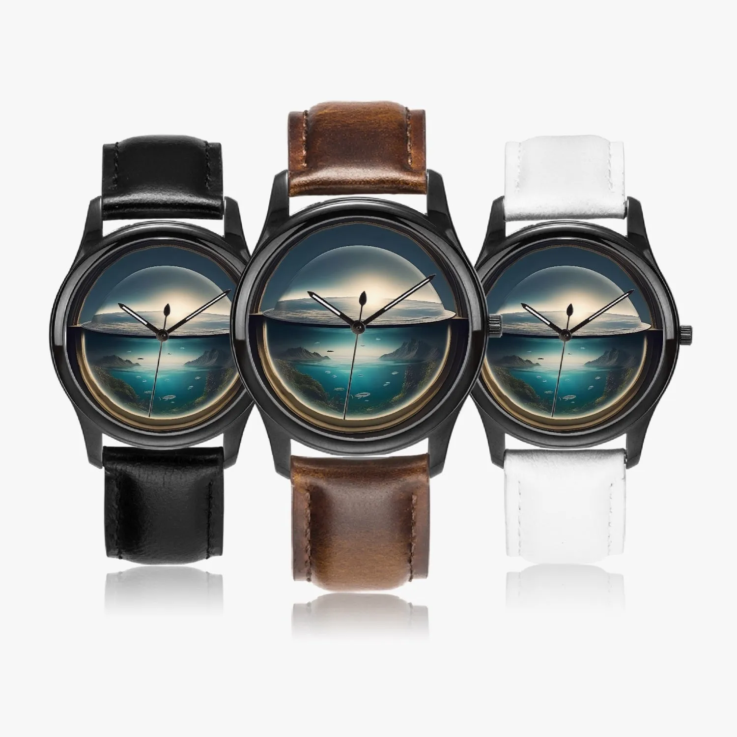 Montre à quartz classique de type noir "Déluge en bocal" (149)