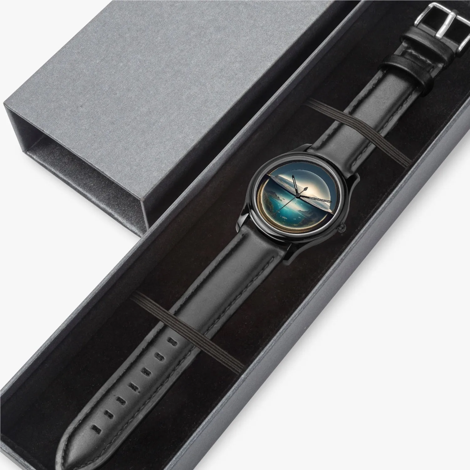 Montre à quartz classique de type noir "Déluge en bocal" (149)