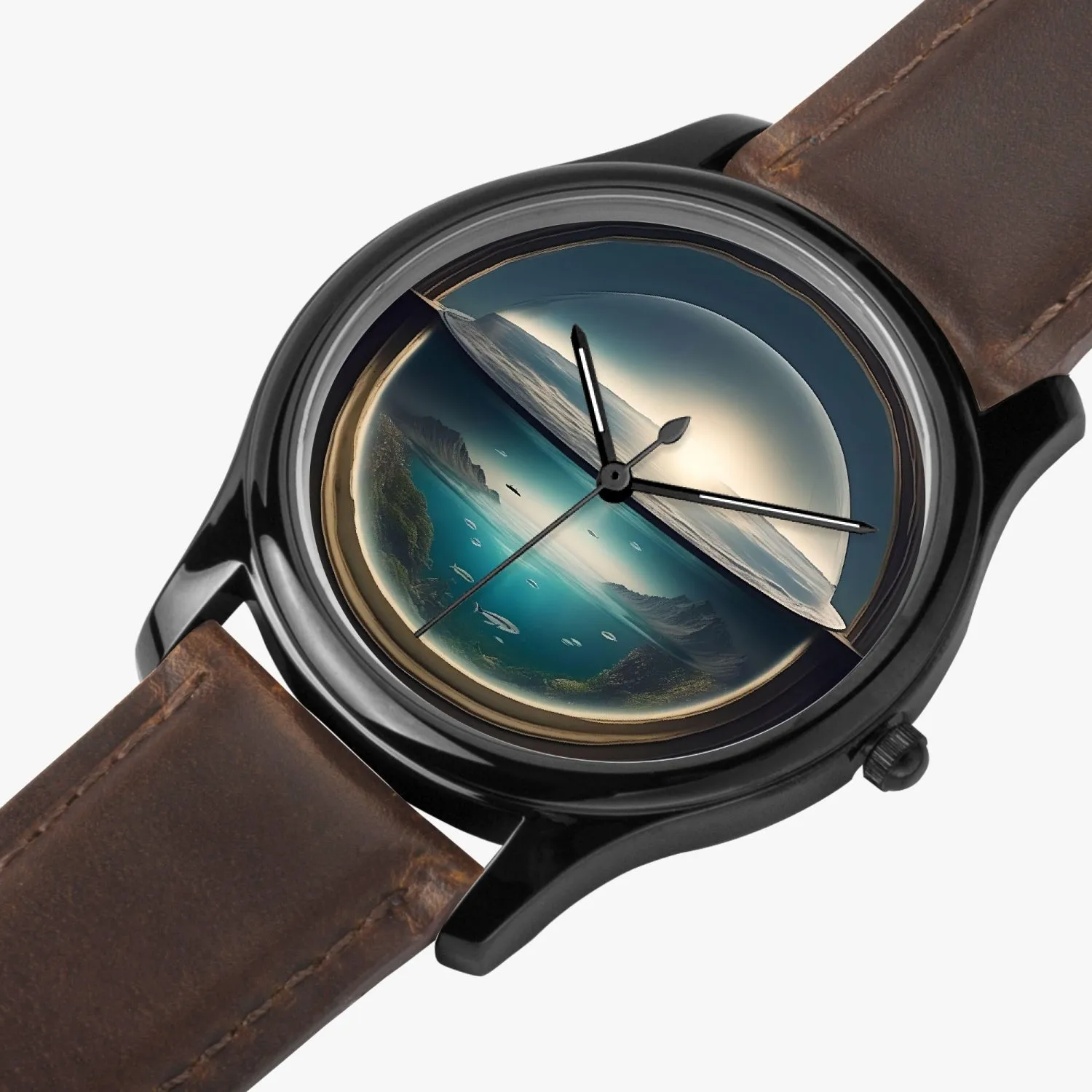 Montre à quartz classique de type noir "Déluge en bocal" (149)