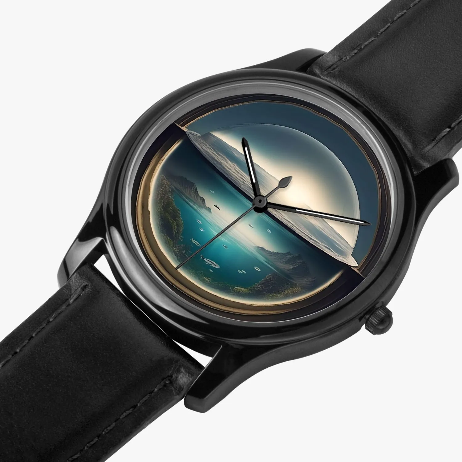 Montre à quartz classique de type noir "Déluge en bocal" (149)