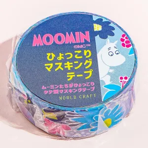 Moomin Hyokkori Maru Masking Tape - Blue Flower Garden