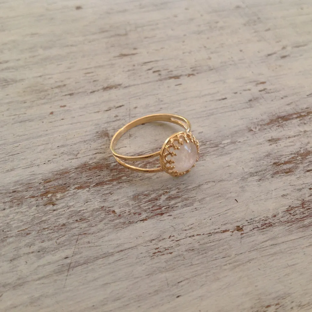 Moonstone Ring Gemstone Ring Rainbow Moonstone Jewelry Gold Filled Ring