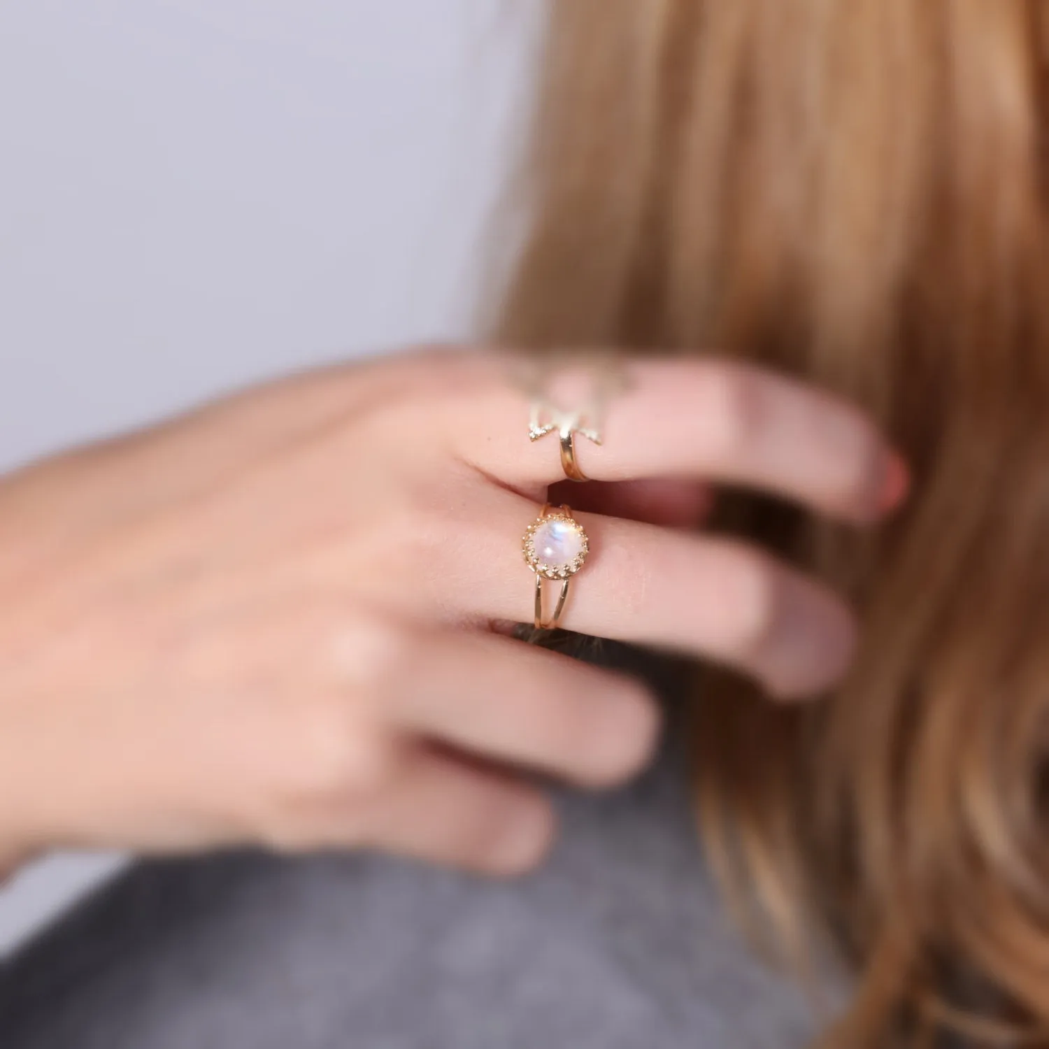 Moonstone Ring Gemstone Ring Rainbow Moonstone Jewelry Gold Filled Ring