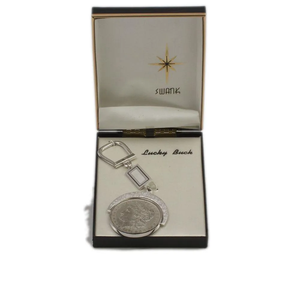 Morgan Silver Dollar "Lucky Buck" Keychain Silver Color Trim