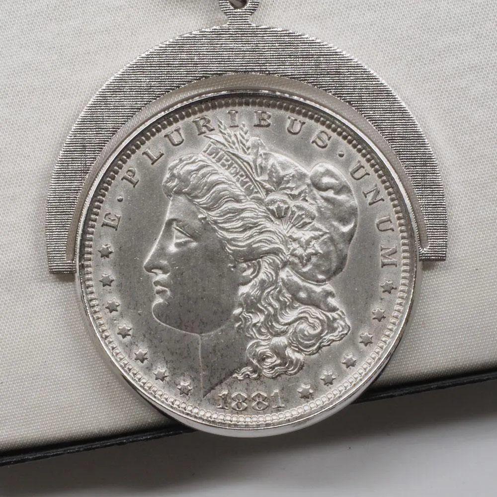 Morgan Silver Dollar "Lucky Buck" Keychain Silver Color Trim