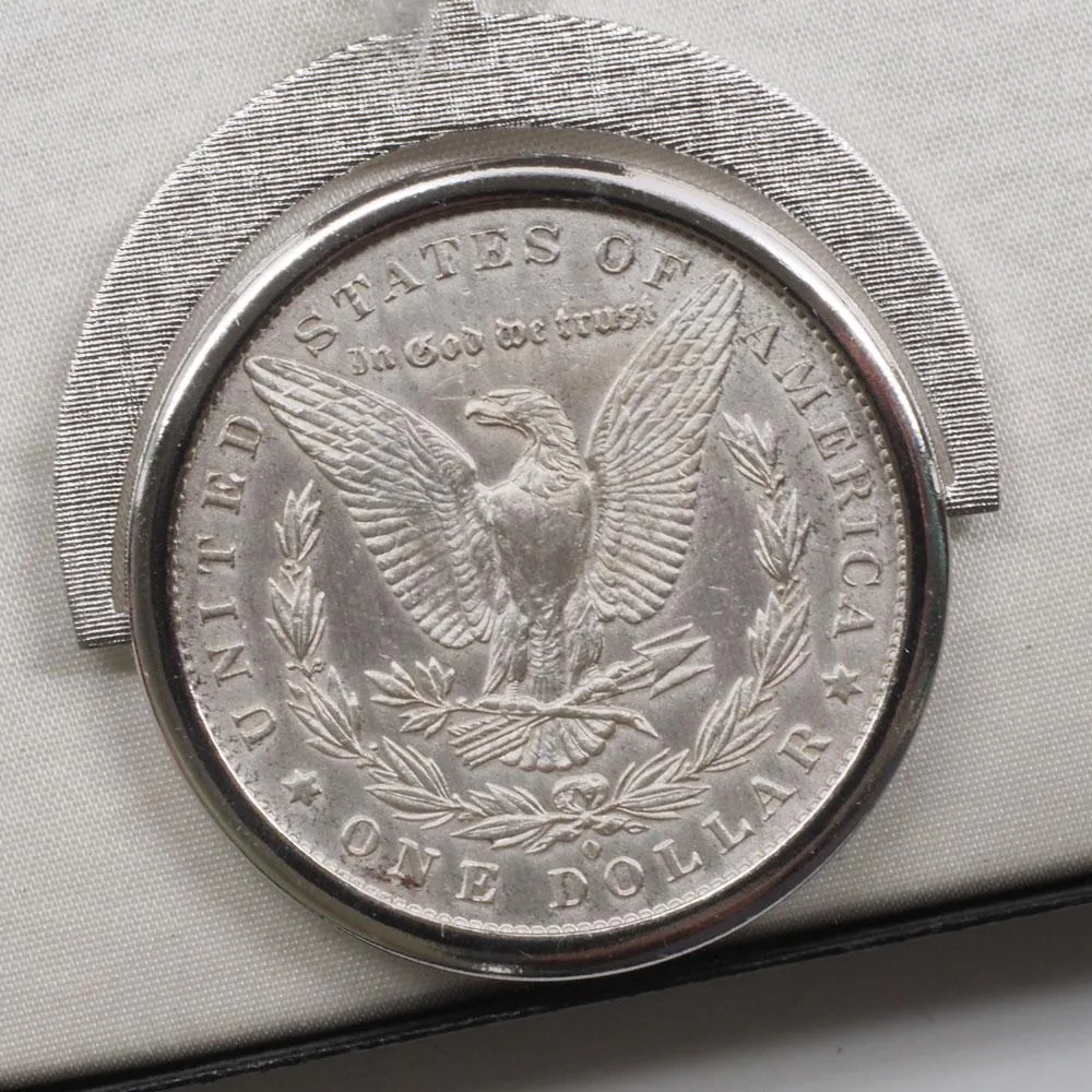 Morgan Silver Dollar "Lucky Buck" Keychain Silver Color Trim