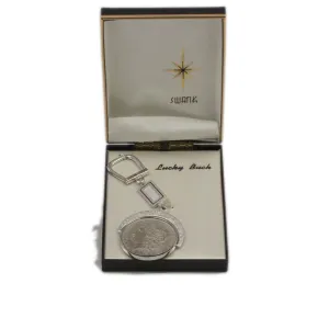 Morgan Silver Dollar "Lucky Buck" Keychain Silver Color Trim