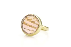 Morganite Gemstone Bezel Set Gold Filled Ring - Round Statement Ring - Minimalist Jewelry for Her