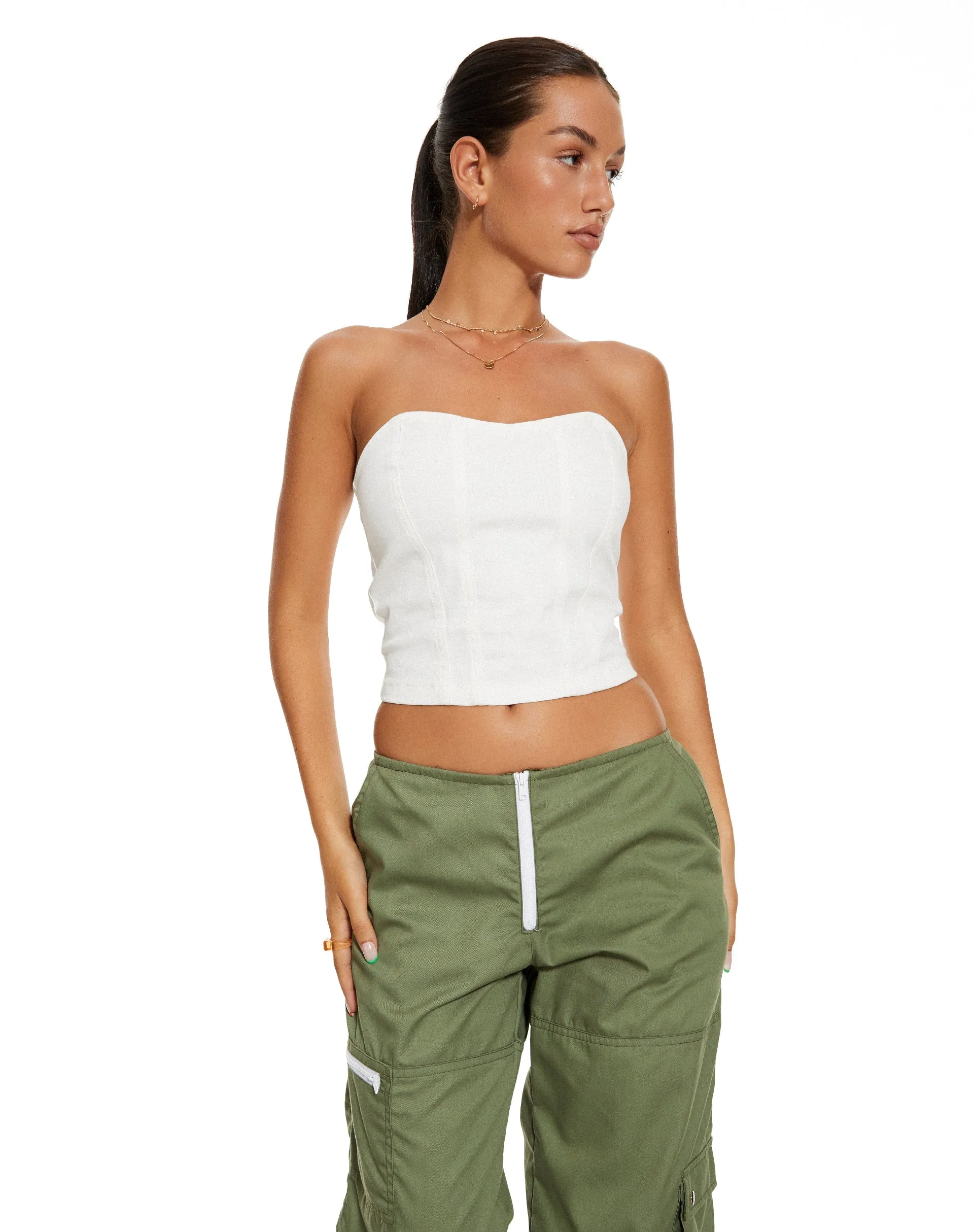 MOTEL X BARBARA Steia Corset Top in White