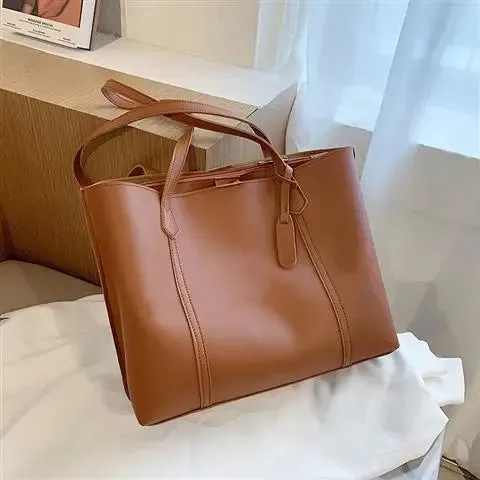Mqtime Big Capacity Women Tote Bags Casual Solid Color Handbags Korean INS Fashion Shoulder Bag Female Ladies Girls PU Leather Bags