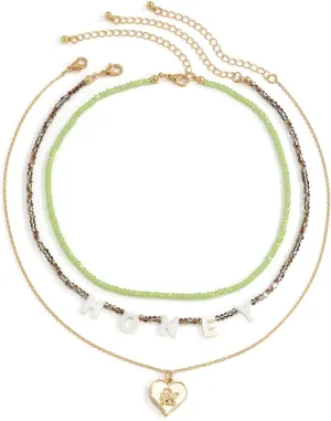 Multi Layered Necklaces for Women, 3 Layer Necklace for Girls Confidence Honey Design Valentines Day Gifts for Best Friends Teen Girls