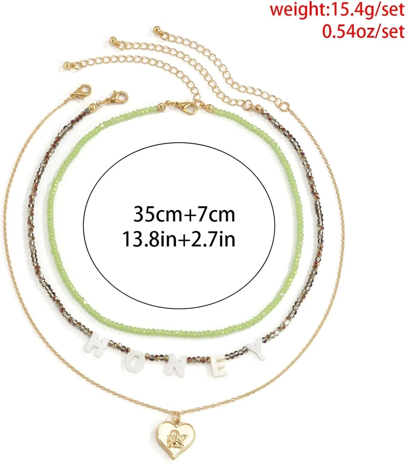 Multi Layered Necklaces for Women, 3 Layer Necklace for Girls Confidence Honey Design Valentines Day Gifts for Best Friends Teen Girls