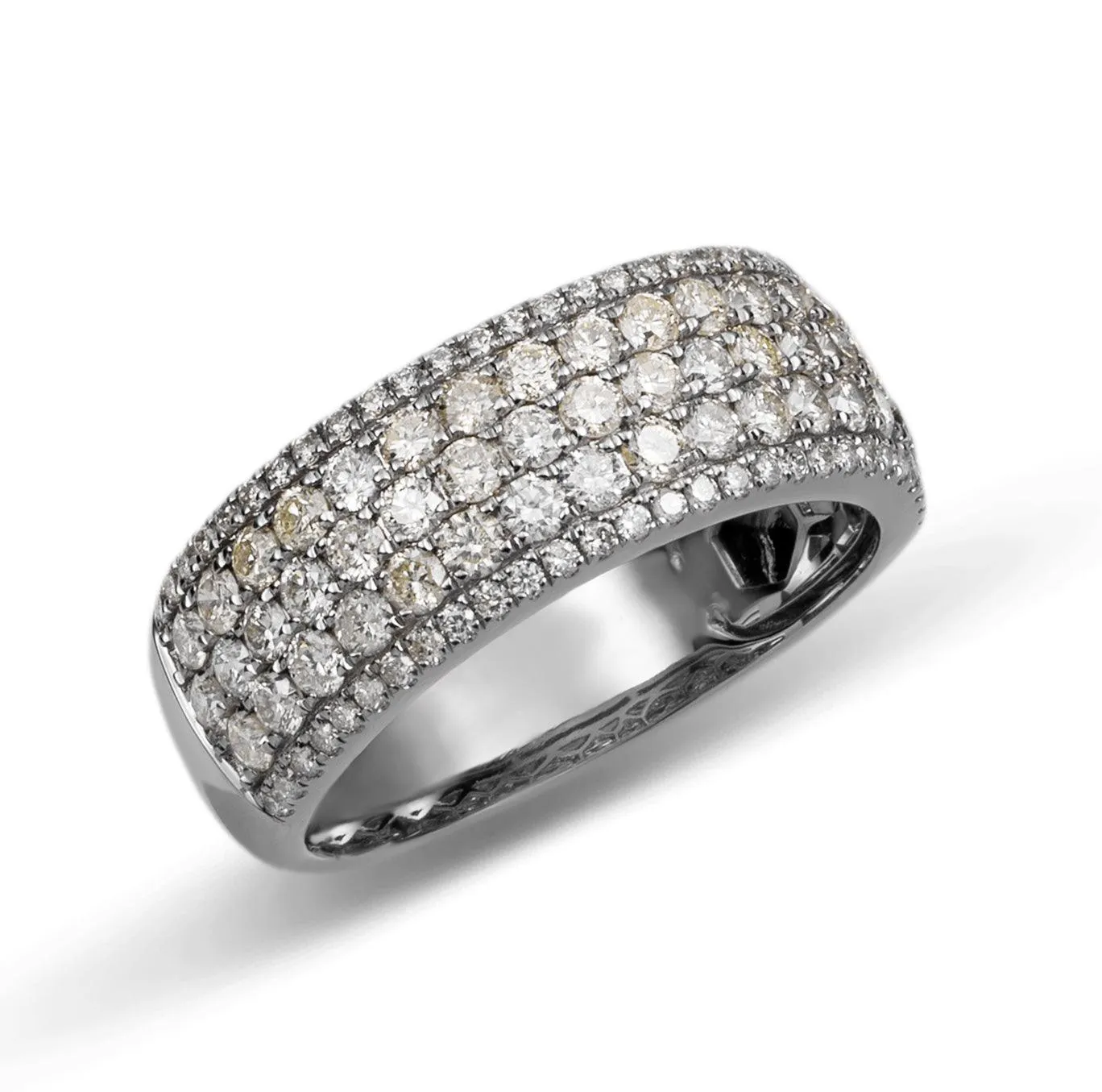 Multi-Row Band Diamond Ring 2.23ct 14K White Gold