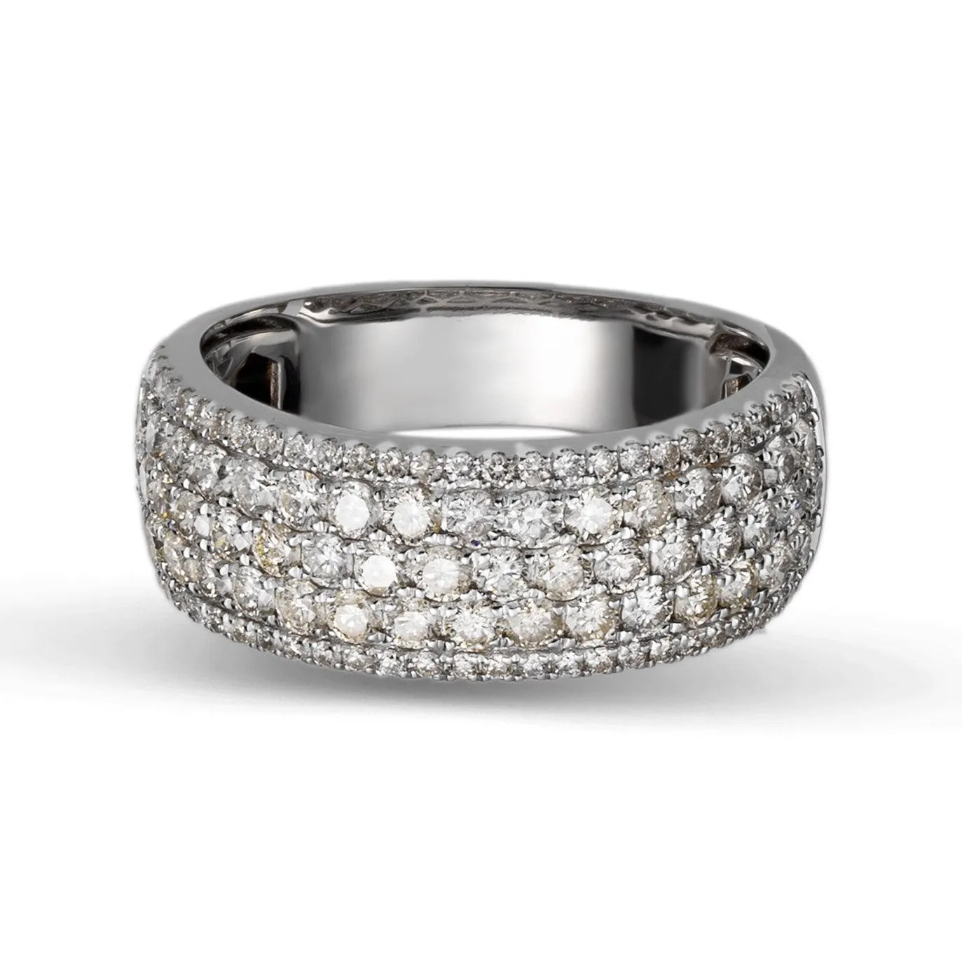 Multi-Row Band Diamond Ring 2.23ct 14K White Gold