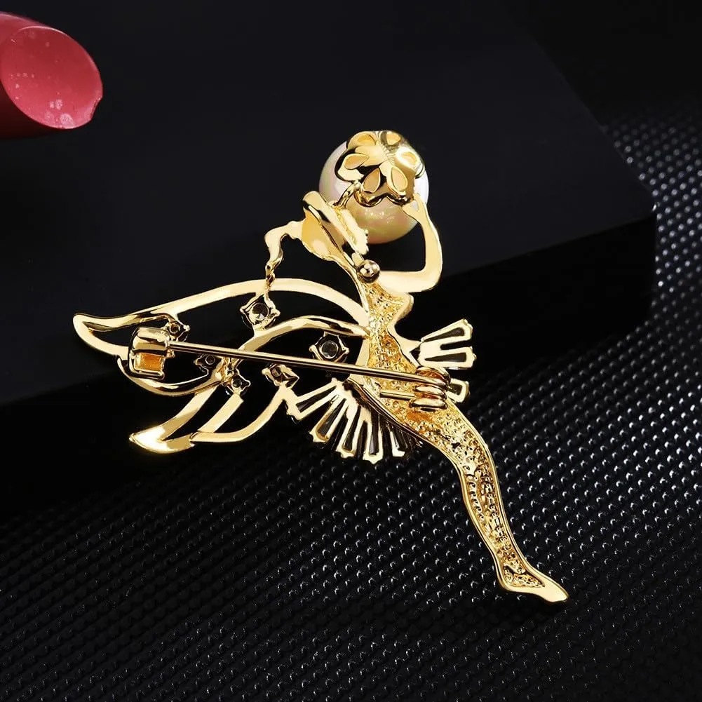 Musical Note Brooch for Women Ballerina Brooch for Dance Lovers Fashion Rhinestone Lapel Pin Jewelry Gift for Mom Wife