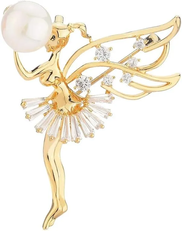 Musical Note Brooch for Women Ballerina Brooch for Dance Lovers Fashion Rhinestone Lapel Pin Jewelry Gift for Mom Wife