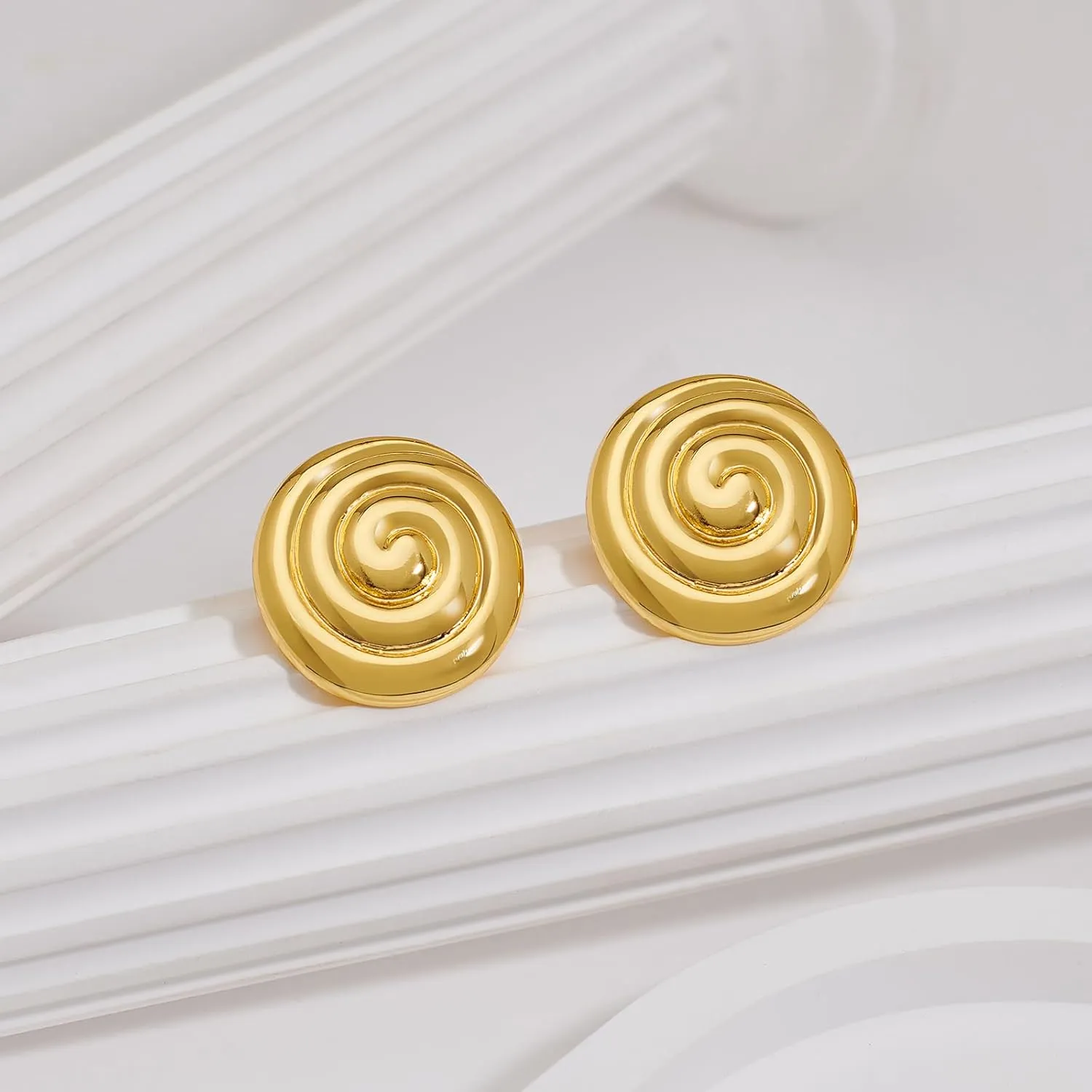 MUYAN Gold Ocean Conch Earrings for Women Fashion Spiral Shell Stud Earrings Beach Jewelry