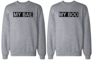 My Bae and My Boo Matching Grey Couple Sweatshirts Great Gift for Couples