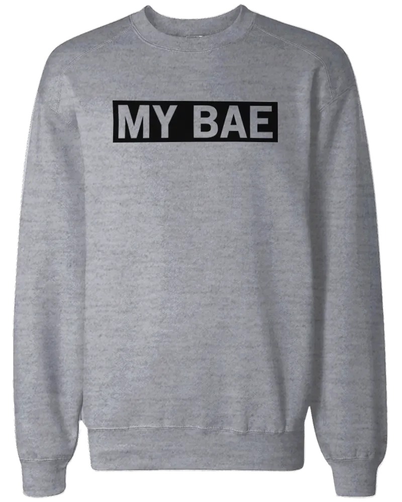My Bae and My Boo Matching Grey Couple Sweatshirts Great Gift for Couples