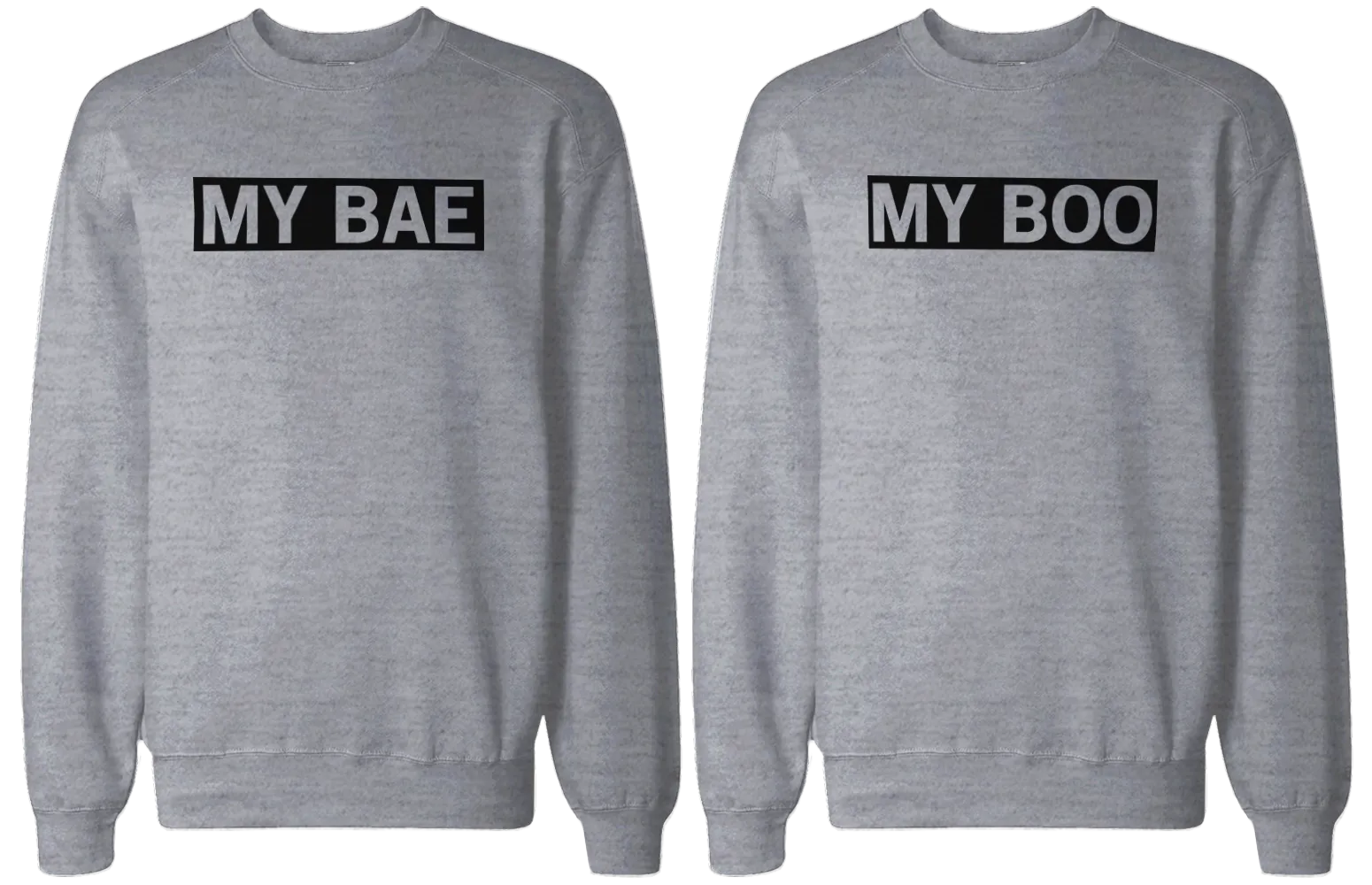 My Bae and My Boo Matching Grey Couple Sweatshirts Great Gift for Couples