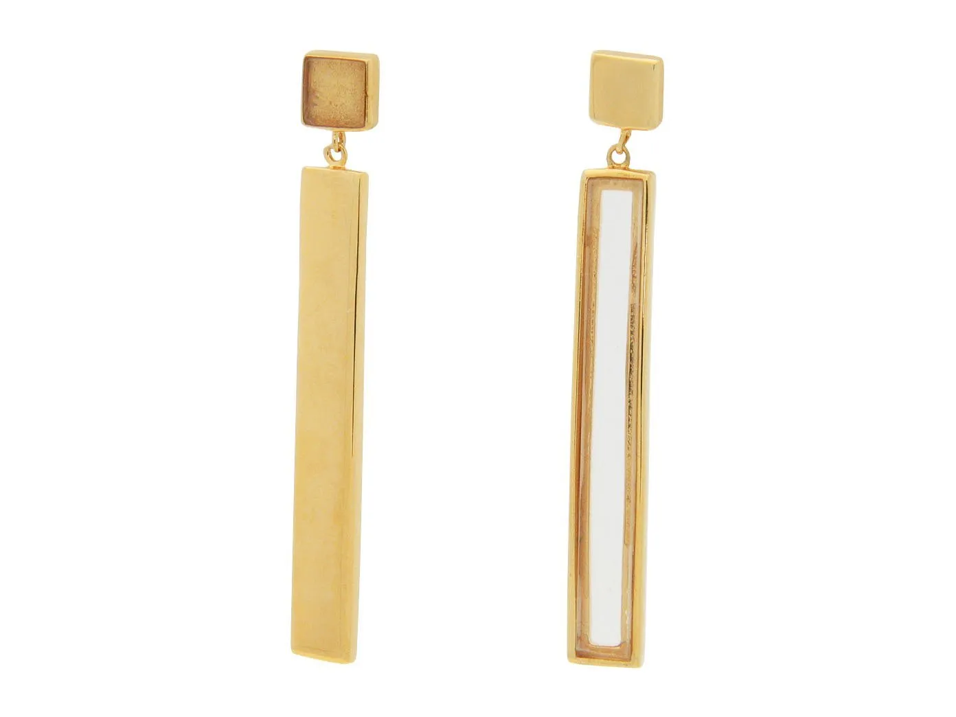 Natural Quartz Duality Earrings: Sterling Silver 1.62"