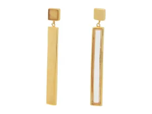 Natural Quartz Duality Earrings: Sterling Silver 1.62"