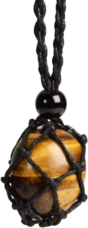 Natural unprocessed crystal raw stone hand woven rope adjustable necklace pendant for both men and women