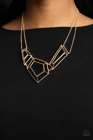 Necklace 3-D Drama - Gold N235