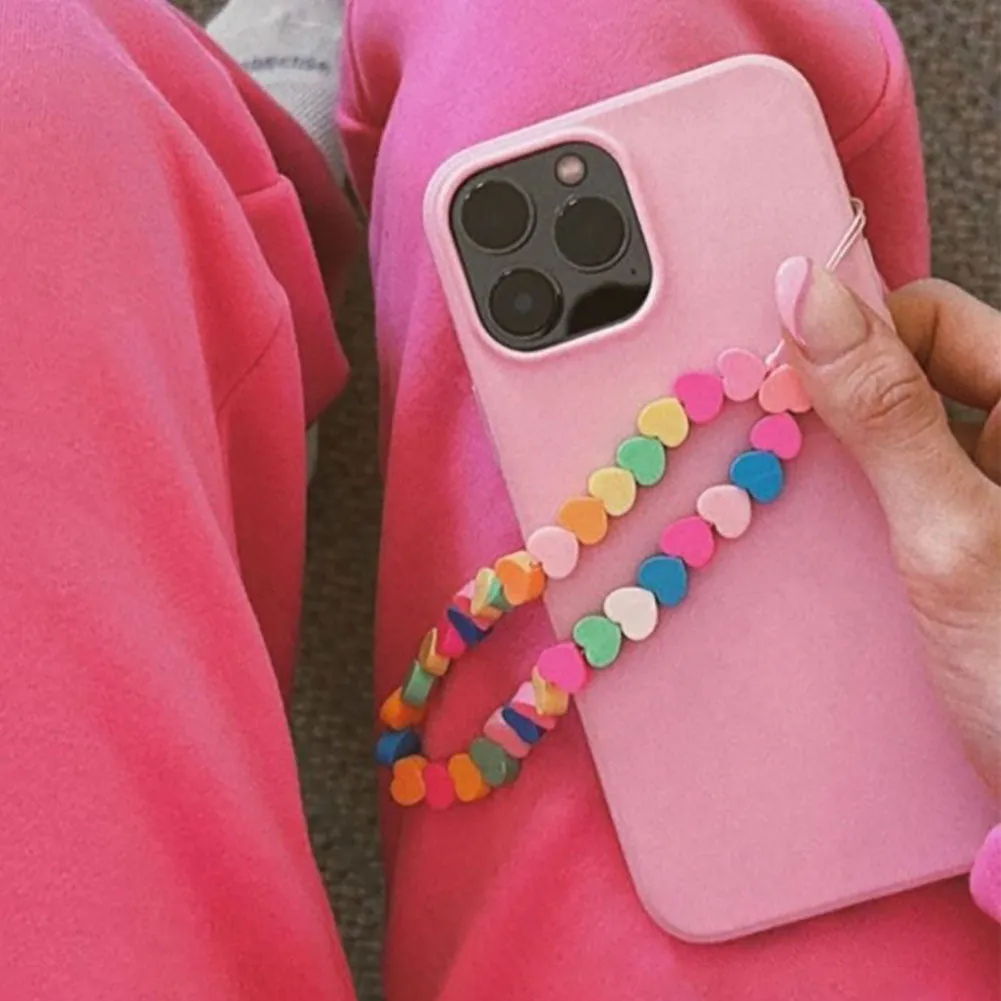 Neon Hearts Beaded Phone Charm