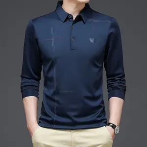 New 2023 Men Polo Shirt Business Autumn Tshirt Long Sleeve Casual Male Polo Shirt