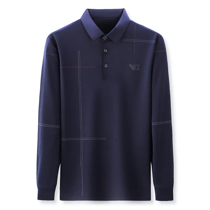 New 2023 Men Polo Shirt Business Autumn Tshirt Long Sleeve Casual Male Polo Shirt