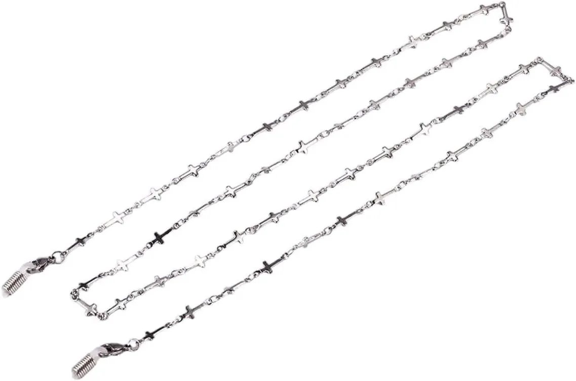 New 2026 Stainless Steel Cross Sunglasses Chain Reading Glasses Strap Gothic Eyewear Cord Eyeglass Neck Rope Gift For Women Men Jewelry Fashion Trendy Accessories Creative