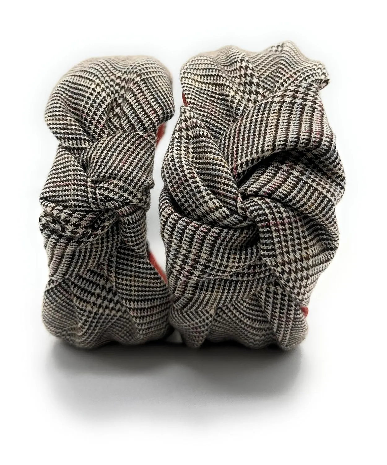 New 2.5 Inches Thick Brown Headbands for Women are Made with Non Slip Material. Plaid Knotted Headband for Women is Unique. Well Made Top Knot Fashion Designer Head band