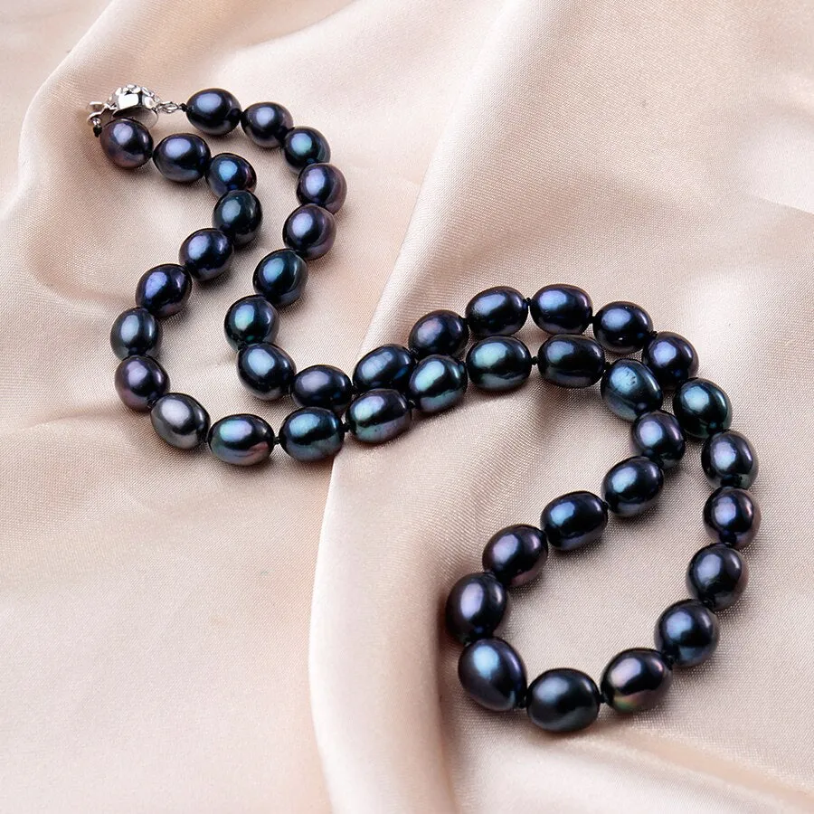 New Arrival 8-9 mm Natural Freshwater Black Pearl Jewelry Necklace
