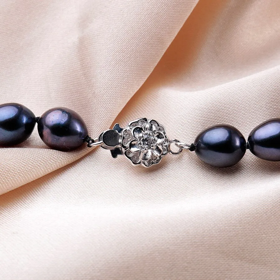 New Arrival 8-9 mm Natural Freshwater Black Pearl Jewelry Necklace