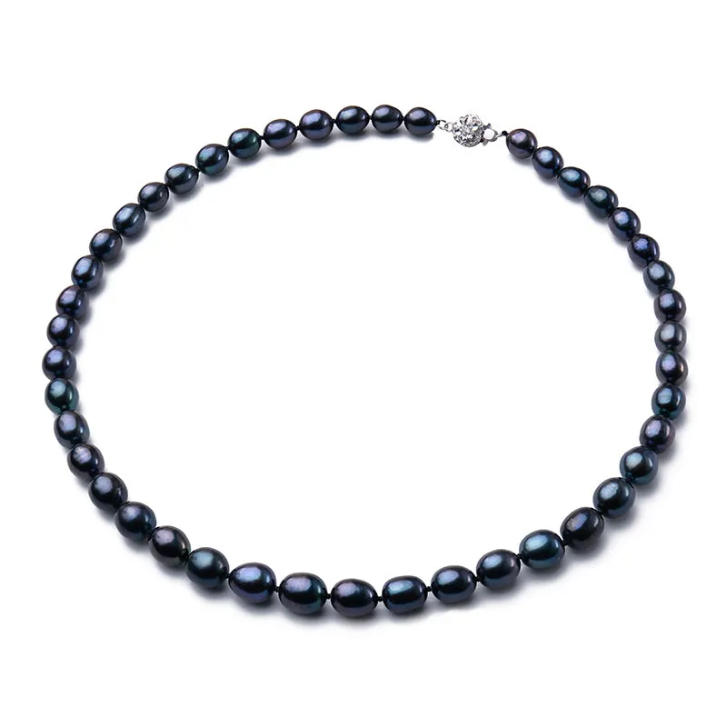 New Arrival 8-9 mm Natural Freshwater Black Pearl Jewelry Necklace