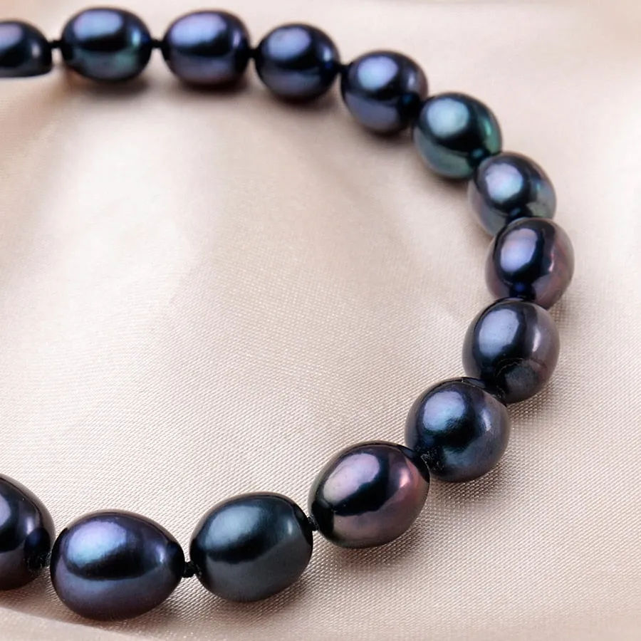 New Arrival 8-9 mm Natural Freshwater Black Pearl Jewelry Necklace