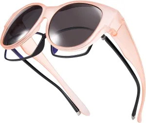 NEW Br’Guras Oversized Polarized Fit over Sunglasses Over Glasses for Men and Women (Matte light pink)