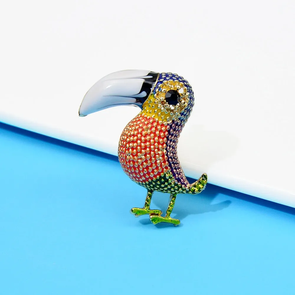 New Colorful Rhinestone Bird Brooches for Women