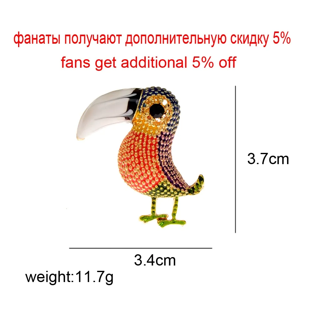 New Colorful Rhinestone Bird Brooches for Women