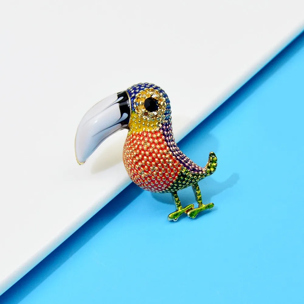 New Colorful Rhinestone Bird Brooches for Women