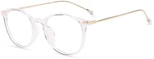 New Firmoo Round Blue Light Blocking Glasses Women Men, Reduce Headaches Anti Eyestrain UV400, Gold Clear Glasses for Computer Screen