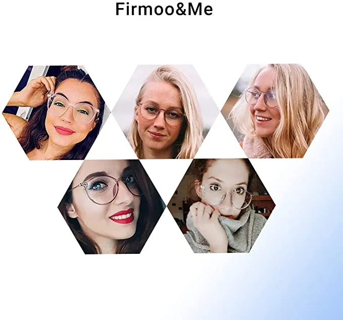 New Firmoo Round Blue Light Blocking Glasses Women Men, Reduce Headaches Anti Eyestrain UV400, Gold Clear Glasses for Computer Screen