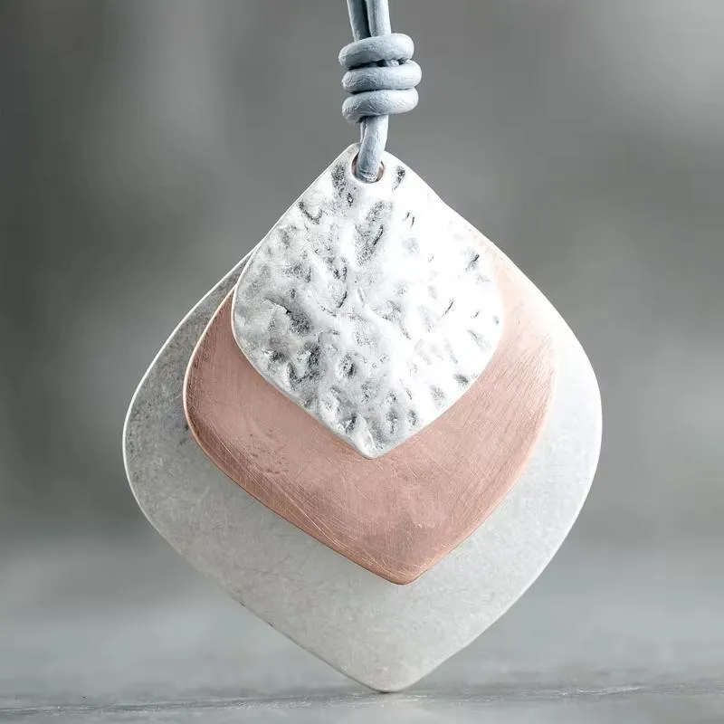 New in Jewelry Women Leather Long Necklaces & Pendants Alloy Leaf Pendants K