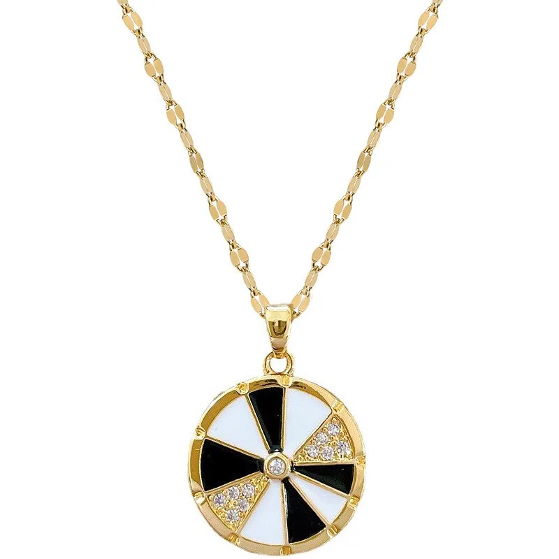 New Korean Fashion Oil Drip Rotary Table Circle Pendant Necklace For Women