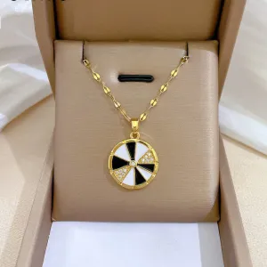 New Korean Fashion Oil Drip Rotary Table Circle Pendant Necklace For Women
