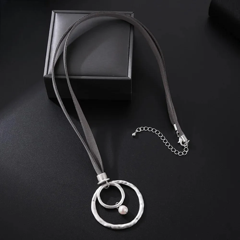 New Trendy Hollow Out Silver Color Round Necklace for Women