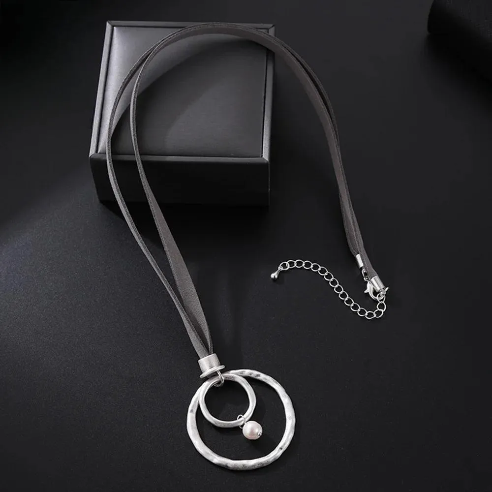 New Trendy Hollow Out Silver Color Round Necklace for Women