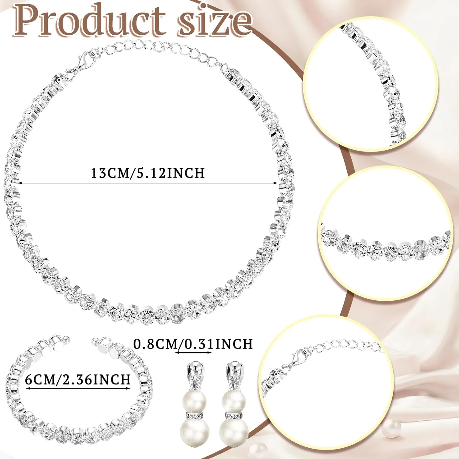 Newcotte 4 Pcs Pearl Necklace Sets for adult Jewelry Communion Glove for Christmas Tea Party Wedding