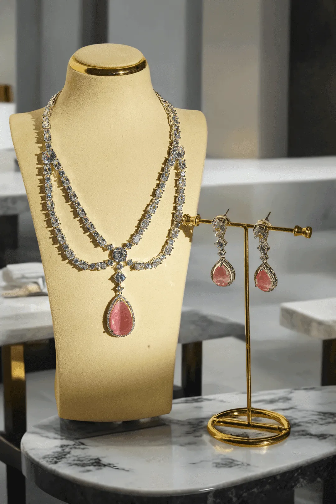 Nira - Double Layered AD Necklace Set